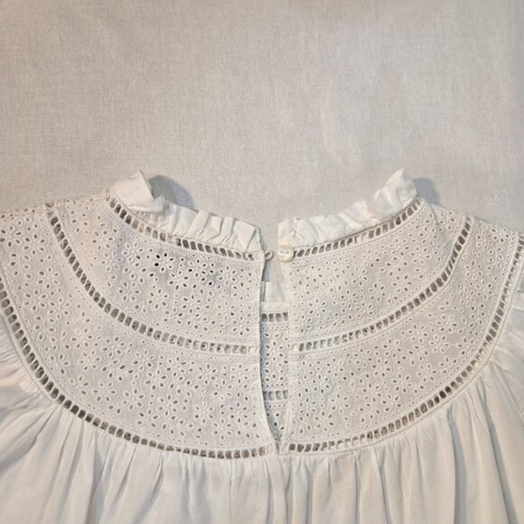 & OTHER STORIES Cottagecore Embroidered A-Line Ruffle WHITE Top Size 4 LIKE NEW! - Picture 8 of 16